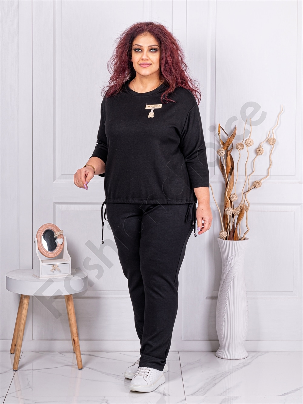 Compleu maxi sport-elegant in culoarea neagra cod 24038