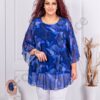 Tunica maxi din sifon cu imprimeu floral-albastru regal cod 25357-1