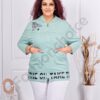 Jacheta maxi cu design modern si inscriptii in fata si spate-menta cod 2959-4