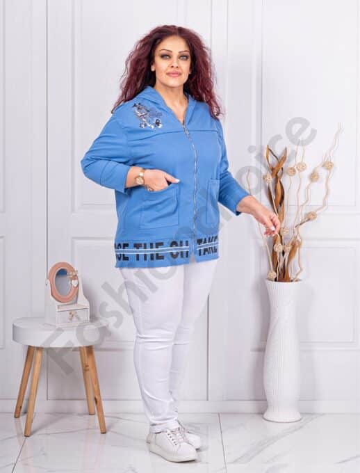 Jacheta maxi cu design modern si inscriptii in fata si spate-parlament cod 2959-1