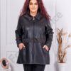 Jacheta maxi din piele eco cu banda din accente leopard cod 251340