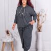 Compleu maxi sport-elegant cu aplicatie florala-gri cod 10824