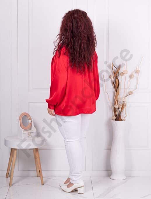 Camasa maxi eleganta din satin-rosu cod 3954-3