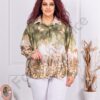 Camasa maxi de dama cu imprimeu floral si fluturi-masliniu cod 39775-1