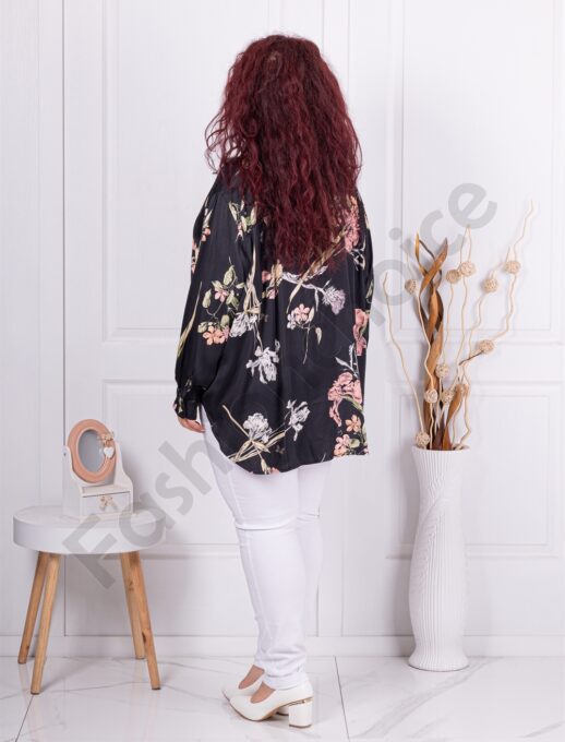 Camasa maxi de dama din satin cu imprimeu floral cod 39775-2