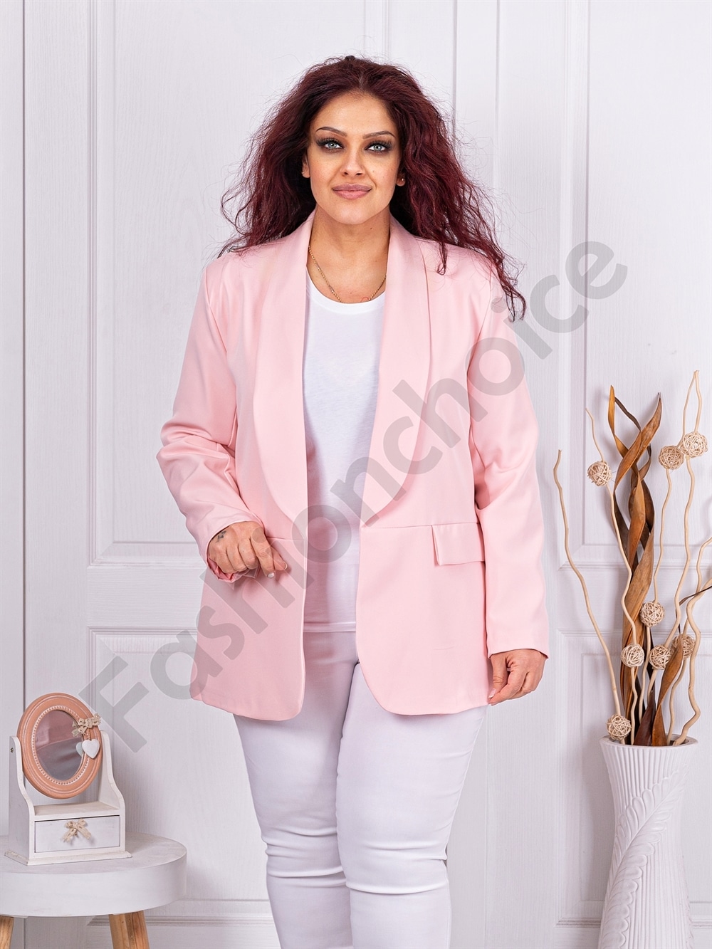Blazer maxi sport-elegant fara inchidere-piersica cod 8888-4
