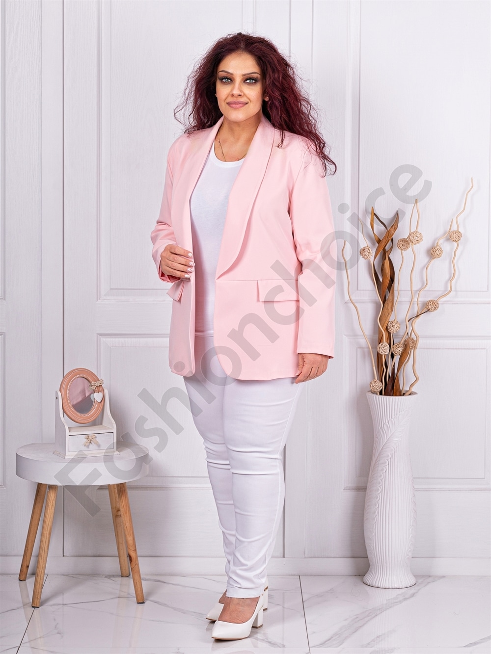 Blazer maxi sport-elegant fara inchidere-piersica cod 8888-4