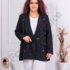 Sacou maxi elegant cu decoratie flori din pietricele-negru cod 250160-2