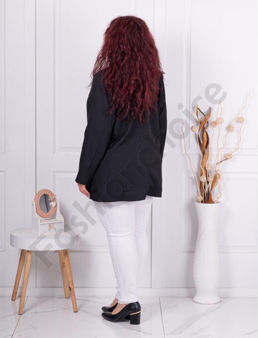 Sacou maxi elegant cu panglici din perle-negru cod 250160