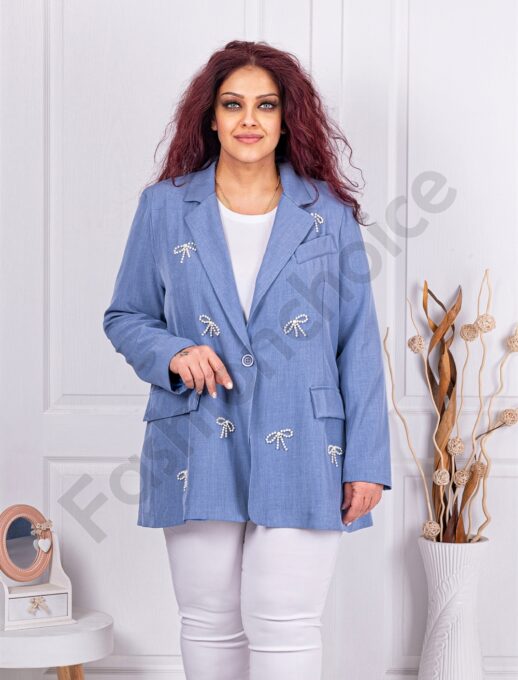 Sacou maxi elegant cu panglici din perle-parlament cod 250160-1