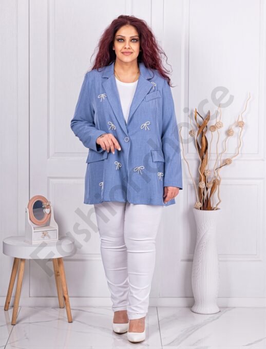 Sacou maxi elegant cu panglici din perle-parlament cod 250160-1