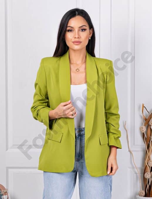 Blazer de dama cu maneci suflecate-masliniu cod 10207