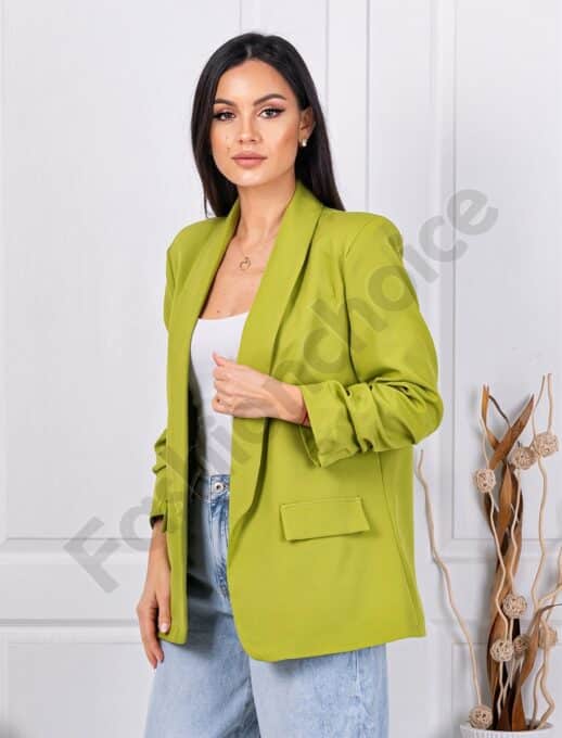 Blazer de dama cu maneci suflecate-masliniu cod 10207