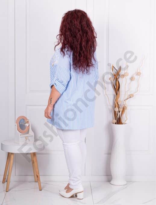 Camasa de dama in dungi in combinatie cu ajur cod 4844