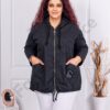 Jacheta maxi sport-elegant cu gluga-negru cod 10387