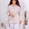 Camasa maxi eleganta cu decoratie din brose aurii-capucino cod 1108-1
