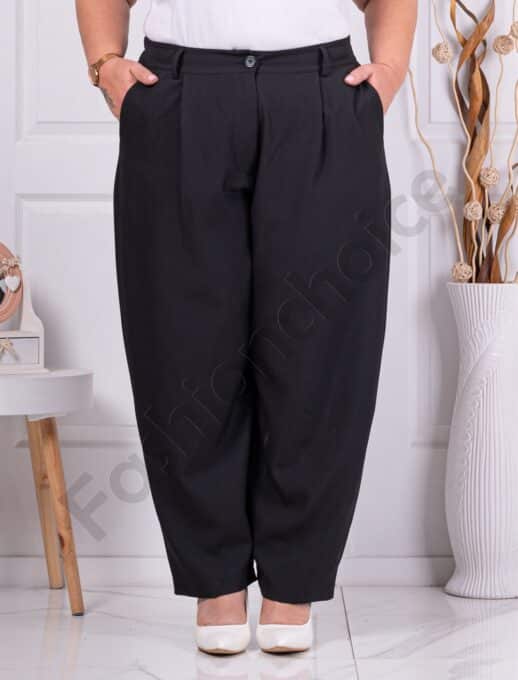 Pantalon maxi elegant cu elastic in talie-negru cod 250157