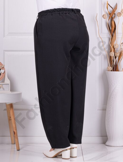 Pantalon maxi elegant cu elastic in talie-negru cod 250157