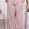 Pantalon maxi elegant in dungi albi cu elastic in talie-pudra cod 250211
