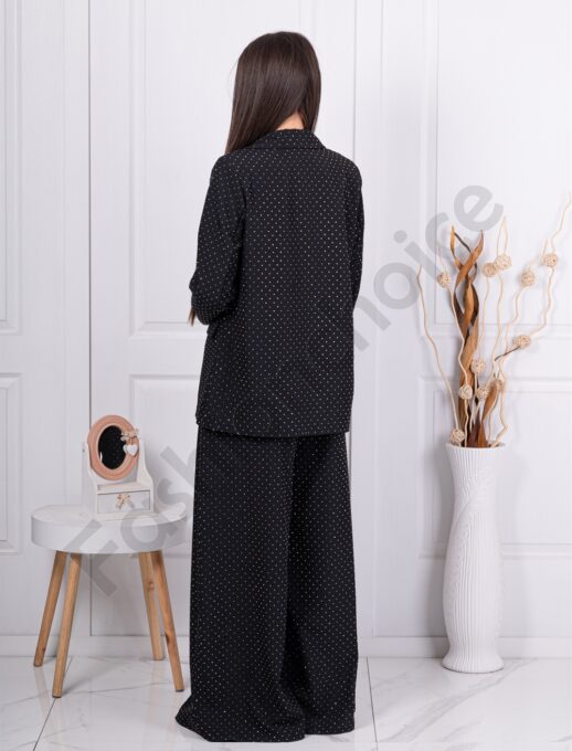 Set de dama elegant cu pietricele argintii-negru cod 11577