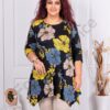 Tunica maxi in clos cu imprimeu flori bej si galben cod 25355-12