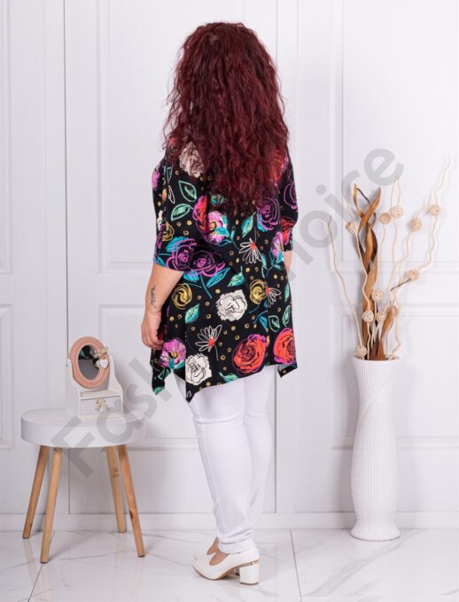 Tunica maxi in clos cu imprimeu multicolor-negru cod 25355-14