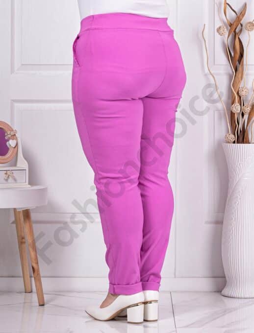 Pantalon elegant maxi cu efect Push Up-roz bomboana cod 24348-15