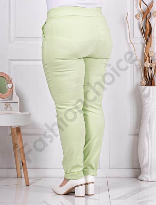 Pantalon elegant maxi cu efect Push Up-verde deschis cod 24348-18