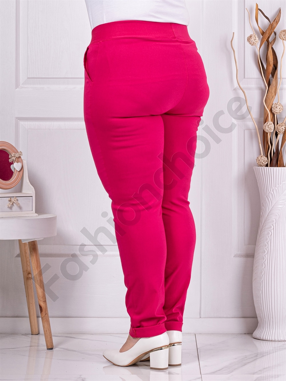 Pantalon elegant maxi cu efect Push Up-fucsia cod 24348-17