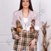 Blazer de dama in carouri cu imprimeu ursulet in fata si spate cod 10398