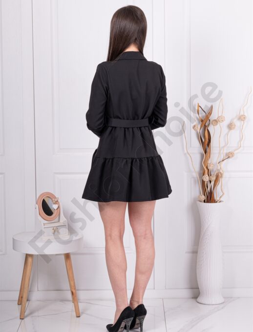 Rochie-salopeta eleganta cu curea in talie-negru cod 6224