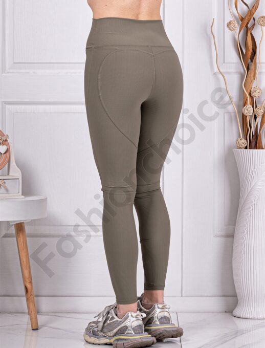 Colanti de dama cu croi modern si efect Push-up-kaki cod 61616-1