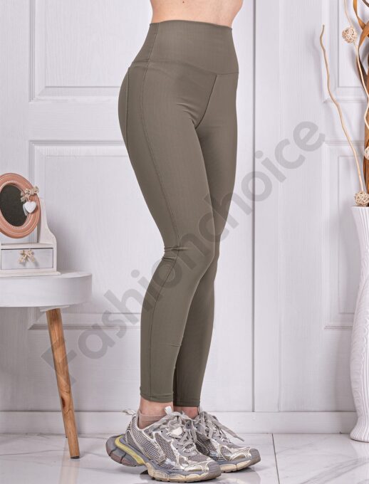 Colanti de dama cu croi modern si efect Push-up-kaki cod 61616-1
