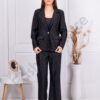 Set de dama elegant din dantela cu sacou si pantalon-negru cod 2152