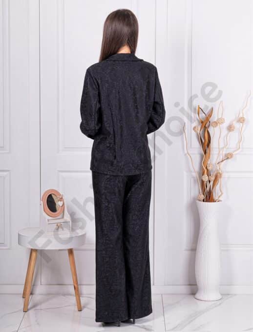 Set de dama elegant din dantela cu sacou si pantalon-negru cod 2152