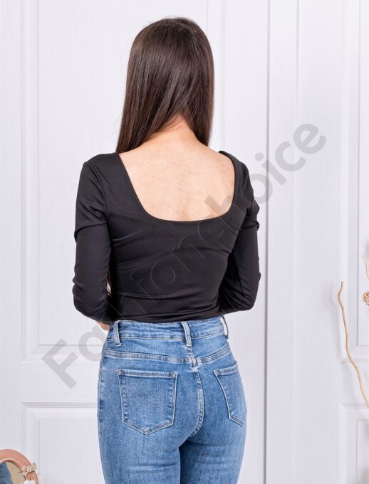 Body de dama cu maneca lunga-negru cod 6734