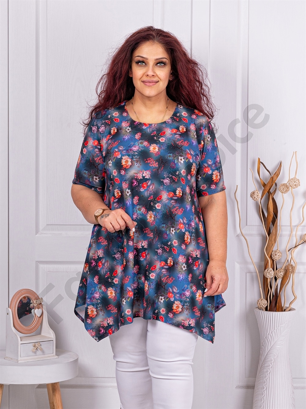 Tunica maxi in clos cu imprimeu flori mici cod 25248-3