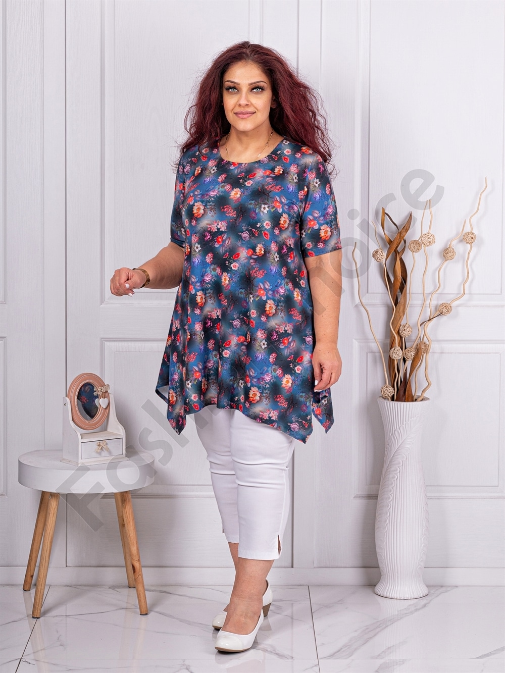 Tunica maxi in clos cu imprimeu flori mici cod 25248-3