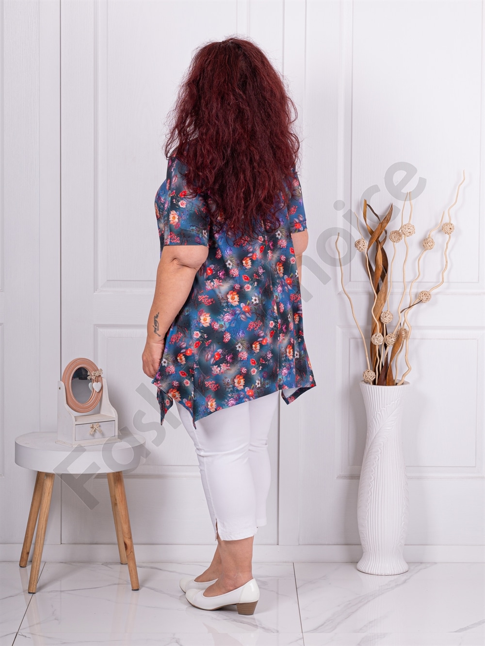 Tunica maxi in clos cu imprimeu flori mici cod 25248-3