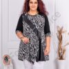 Tunica asimetrica maxi cu accente din material lucios-negru/alb cod 251412-4