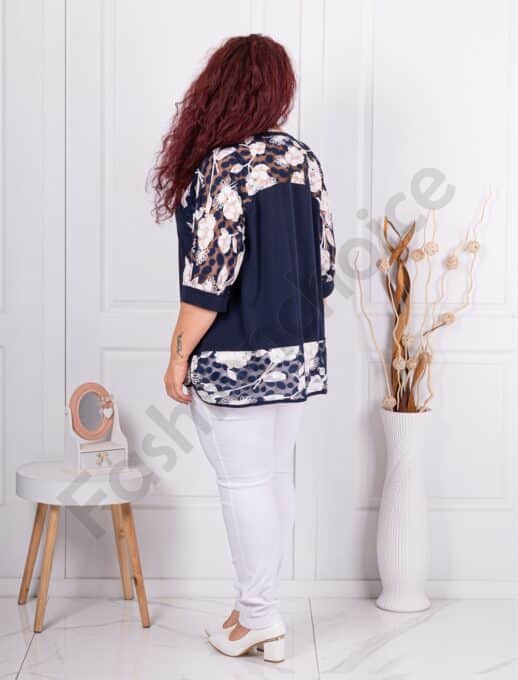 Tunica maxi cu tull din flori albi si buline cod 23022