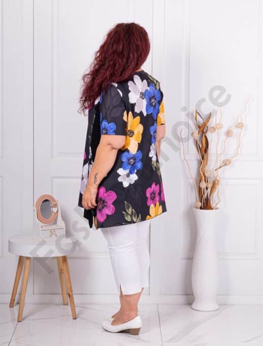 Tunica maxi in clos cu imprimeu flori mari si buzunare cod 25038