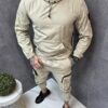 Compleu pentru barbati din fas cu hanorac tip hoodie-bej cod 0078-2