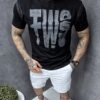Tricou barbati cu design modern si imprimeu FWS-negru cod 708