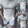 Tricou barbati cu imprimeu in degrade-sampanie cod 271-1