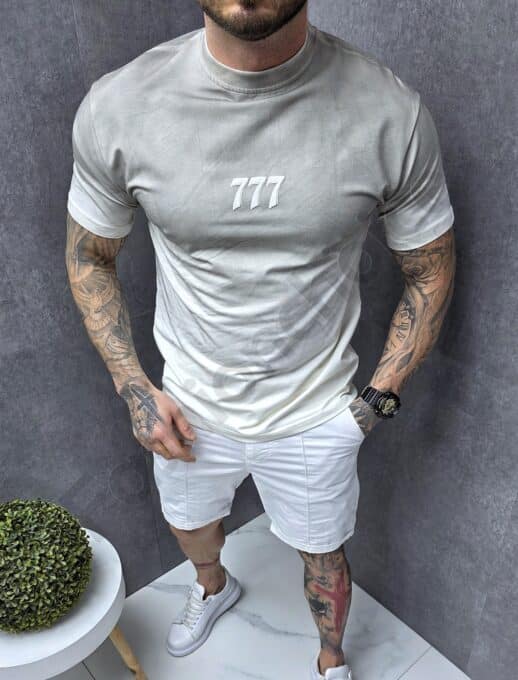 Tricou barbati cu imprimeu in degrade-sampanie cod 271-1