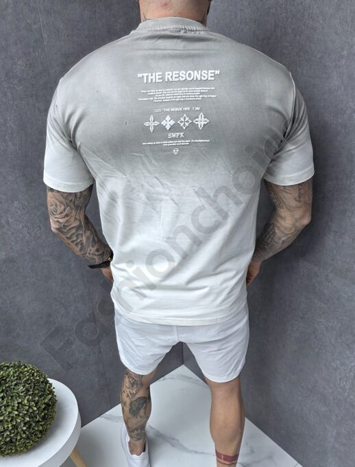 Tricou barbati cu imprimeu in degrade-sampanie cod 271-1