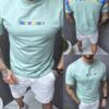 Tricou barbati cu inscris multicolor Warrior angels in fata si spate-menta cod 165-2