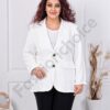 Sacou maxi elegant cu rever si doi nasturi-alb cod 2609-3