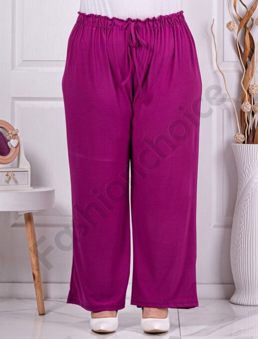 Pantalon maxi cu croi lejer si elastic in talie-magenta cod 5422-1